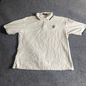 Cross Creek Mens White Herringbone Polo Shirt Keokis Paradise Kauai Large 413